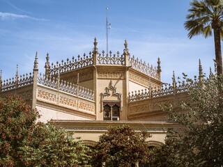 Royal pavilion (Pabellon Real) at Plaza de America in Parque Maria Luisa Park - Seville, Andalusia,...