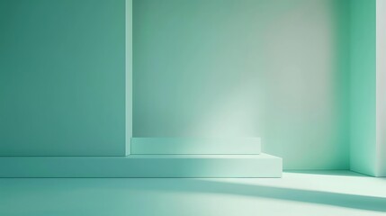 Fototapeta premium Minimalist gradient from emerald green to soft mint, fresh and clean color transition, simple and contemporary design, visually refreshing, copy space.,