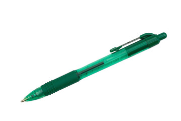 Green business ballpoint pen with clipping path