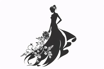 a silhouette of a woman in a dress