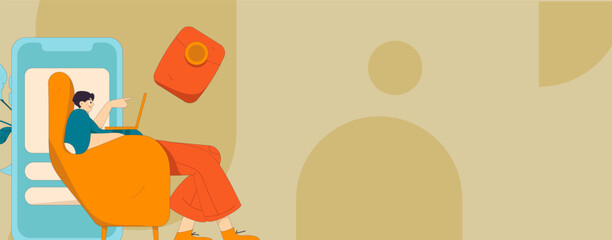 Holiday shopping people doing e-commerce online shopping flat vector concept operation hand drawn illustration
