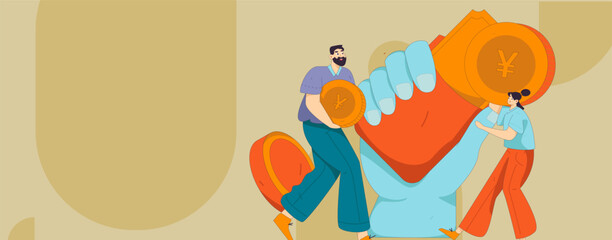 Holiday shopping people doing e-commerce online shopping flat vector concept operation hand drawn illustration
