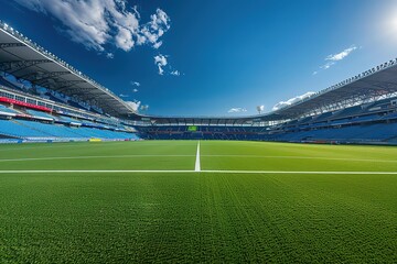 Field hockey stick and ball on the green field
