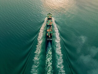 Navigating the Seas: A Bird's Eye View of a Cargo Maritime Ship Carrying Containers for Export