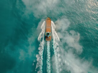 Oceanic Freight Transport: A Bird's Eye View of a Cargo Ship on the High Seas