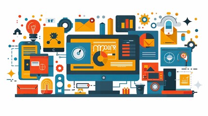 Set of design and development people illustrations. Flat design vector illustrations of graphic and web design and development, social media, creative process, app development