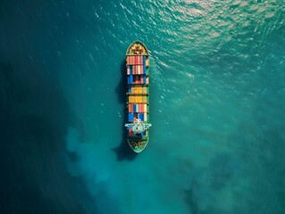 Global Trade: A Bird's Eye View of Container Cargo Ship on the High Seas