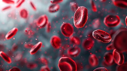 3D illustration of red blood cells flowing through healthy human veins