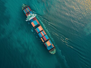 Global Business Logistics: Aerial View of Cargo Containers in a Busy Sea Port