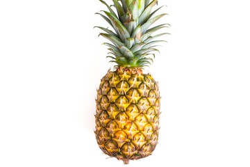 Pineapple top view. White background