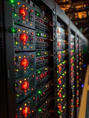 Naklejka premium HighTech Data Infrastructure A Modern Server Rooms Sleek Design