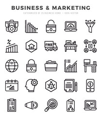 Business & Marketing Lineal icons collection. 25 icon set in a Lineal design.