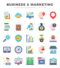 Business & Marketing Icons bundle. Flat style Icons. Vector illustration.