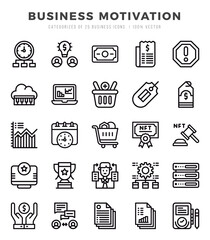 Set of simple Lineal Business Motivation Icons. Lineal art icons pack.