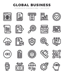 Set of Lineal Global Business Icons. Lineal art icon. Vector illustration