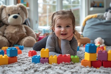 Children playing with building blocks