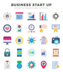Business Start Up Icons Pack. Flat icons set. Flat icon collection set. Simple vector icons.