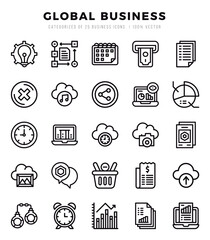 Global Business Lineal icons collection. Lineal icons pack. Vector illustration