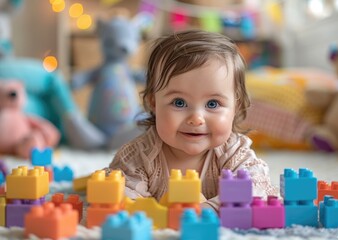 Children playing with building blocks