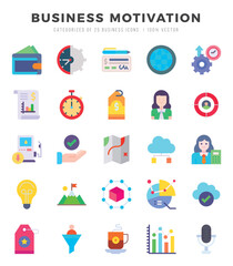 BUSINESS MOTIVATION Icon Pack 25 Vector Symbols for Web Design.