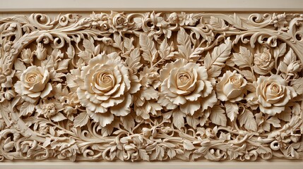 Wood carving, roses