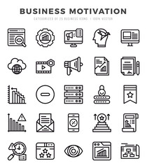 Set of Business Motivation Icons. Simple Lineal art style icons pack.