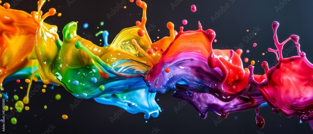 Poster abstract colorful art liquid floating colors splashes background banner - colorful acrylic paint spl