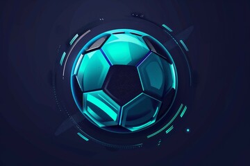 Naklejka premium Soccer ball or football with futuristic blue glowing