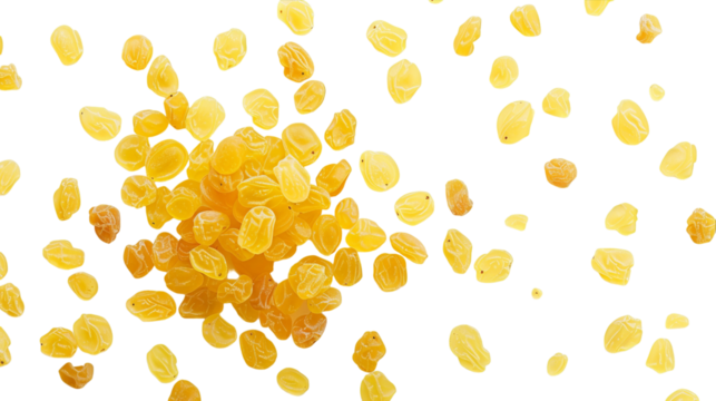 Multiple colorful jelly beans dropping and floating in mid-air