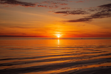 Sunset on baltic sea at spring