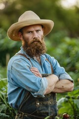Fototapeta premium man with vegetables. Selective focus