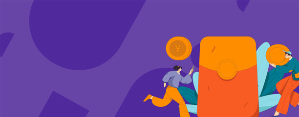 Holiday shopping people doing e-commerce online shopping flat vector concept operation hand drawn illustration
