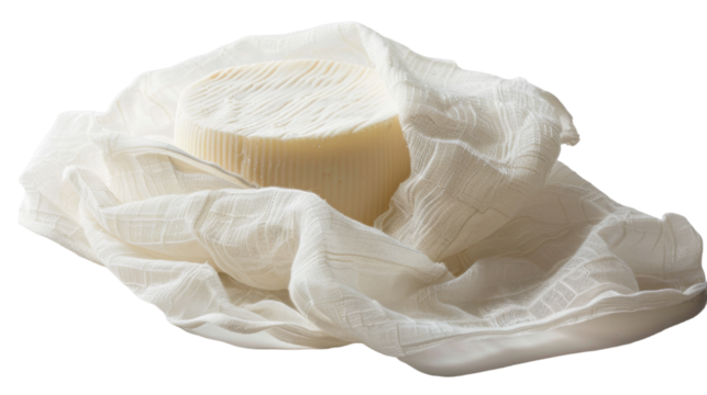 A piece of white soap placed on top of a white cloth
