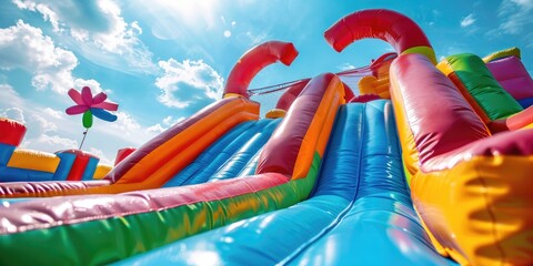 Colorful inflatable bouncy with slides for children to play on