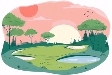 a drawing of a golf course