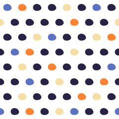Seamless pattern bright polka dots. Paper design, cover, fabric print. Vector illustration.