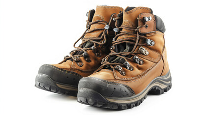 Brown Boots on White Background