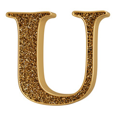 3d font gold glitter letter U © Chetra168