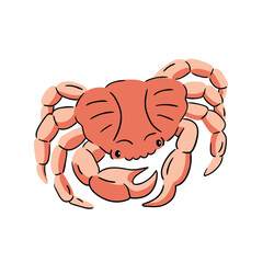 Underwater crab animal isolated element on white background, king crab cartoon illustration. Sea food