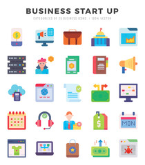 Business Start Up Flat icons collection. 25 icon set. Vector illustration.