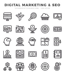 Digital Marketing & SEO Lineal icons. Vector Lineal illustration.