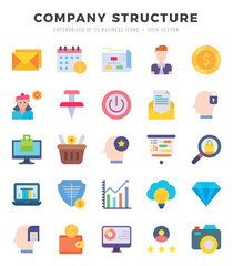Company Structure icons Pack. Flat icons set. Company Structure collection set. Simple vector icons.