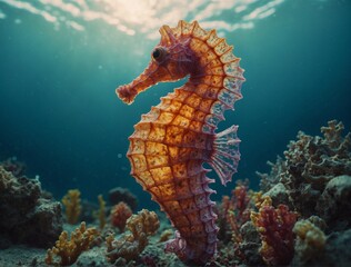 coral reef in the sea and coral reef with fish