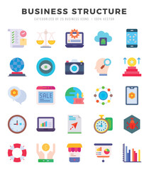 Business Structure Flat icons collection. 25 icon set. Vector illustration.
