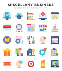 Miscellany Business Flat icons collection. 25 icon set. Vector illustration.