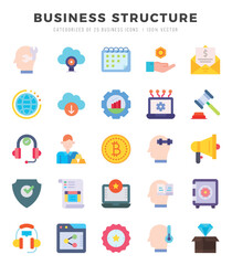 Set of Business Structure Icons. Simple Flat art style icons pack. Vector illustration.