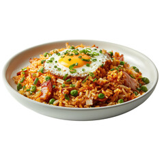 Fototapeta premium Fried Rice Without Background with Sunny Side Up Egg Topping, Generative AI