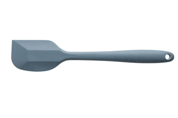 The food grade plastic spatula is grey in color. Kitchen utensils, close-up.