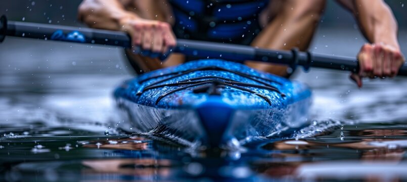 Canoeist s precise paddle grip showcases control in turning   olympic sport concept