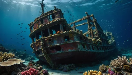 dramatic depiction of a sunken ship